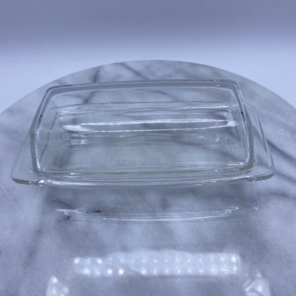 Vintage Pyrex Butter Dish Lid Clear Glass 72-B Rectangular USA Retro Kitchen MCM